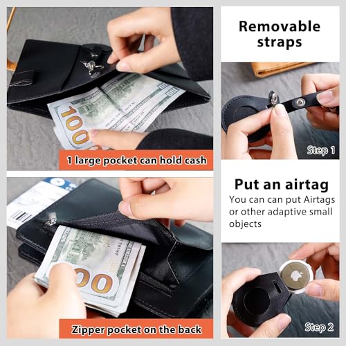 Deziliao Passport wallets, Mulit-purpose RFID Blocking Passport Holder AirTag Wallet, Travel Wallet（Black） - Image 5