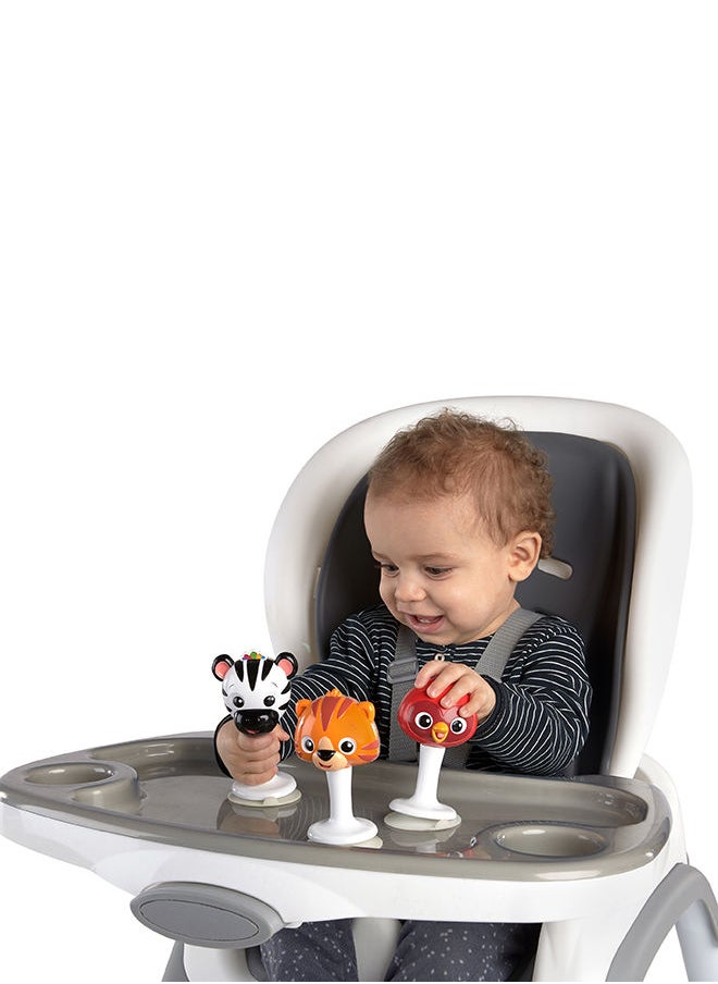 Rattle & Jingle Trio Take-Along Toy Rattle Set, Shake, Rattle & Won't Roll Away, Suction Cup Feet, Ages 3 Months+