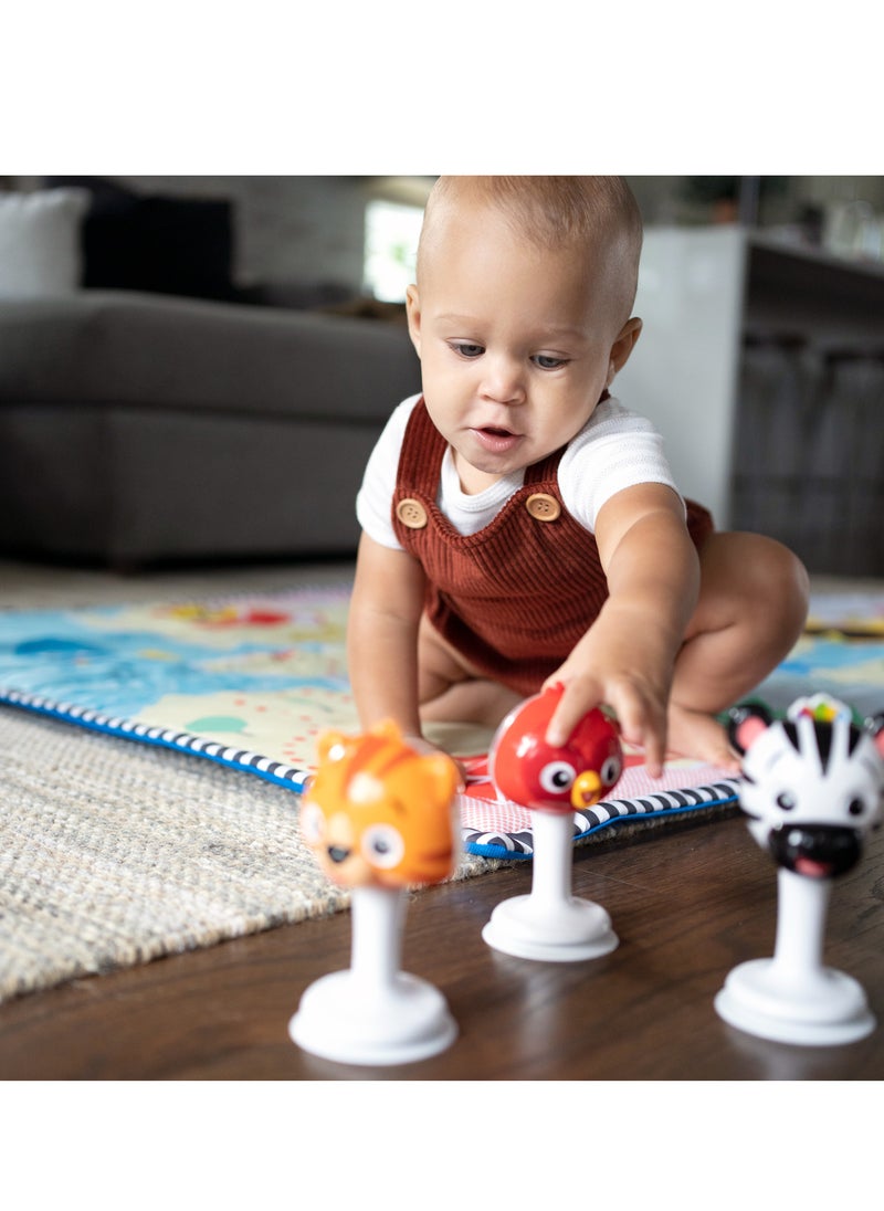 Rattle & Jingle Trio Take-Along Toy Rattle Set, Shake, Rattle & Won't Roll Away, Suction Cup Feet, Ages 3 Months+