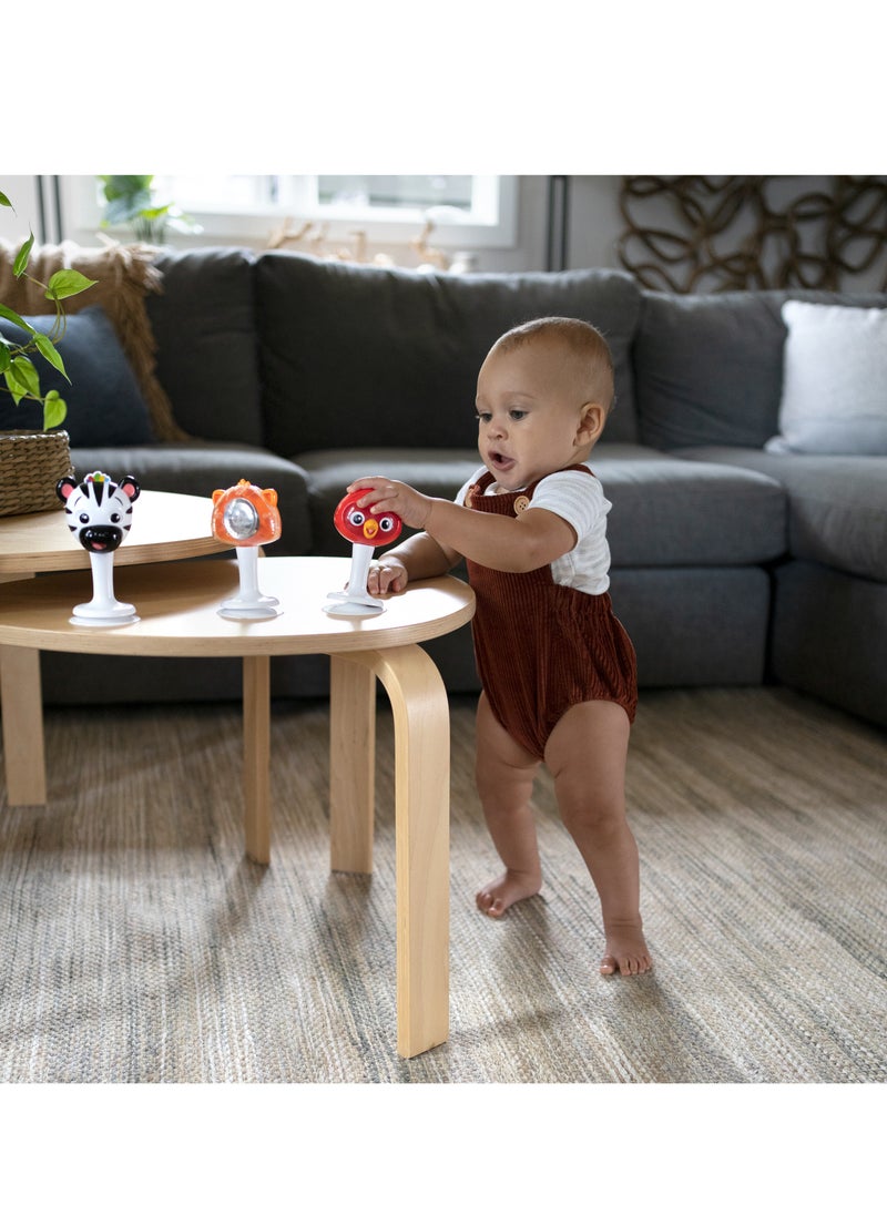 Rattle & Jingle Trio Take-Along Toy Rattle Set, Shake, Rattle & Won't Roll Away, Suction Cup Feet, Ages 3 Months+