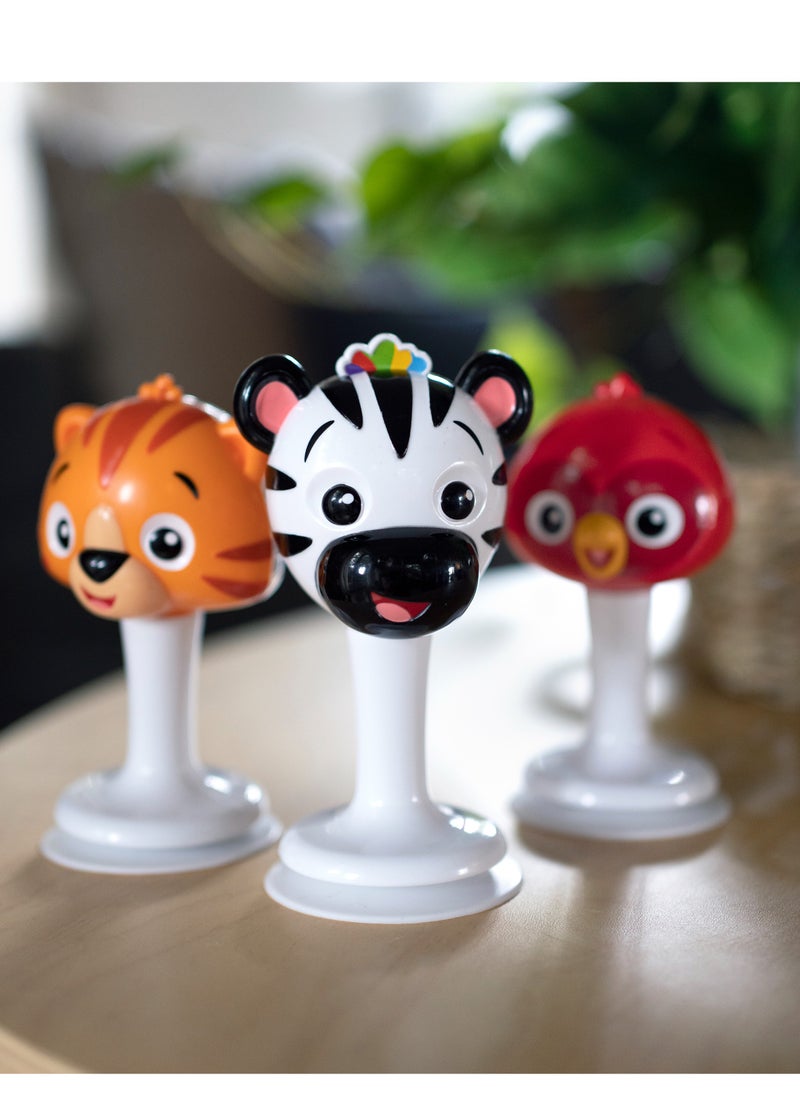 Rattle & Jingle Trio Take-Along Toy Rattle Set, Shake, Rattle & Won't Roll Away, Suction Cup Feet, Ages 3 Months+