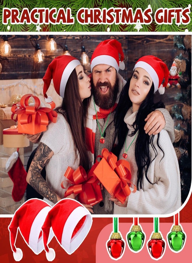 فيسينبال مجموعة فيسينبال المكونة من 24 قطعة من قبعات سانتا مع 24 قطعة من قلادات أجراس عيد الميلاد، قبعة وقلادة لمستلزمات حفلات عيد الميلاد (ألوان زاهية) - Image 2