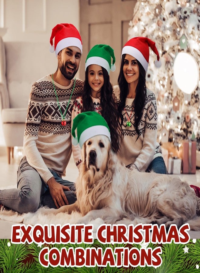 فيسينبال مجموعة فيسينبال المكونة من 24 قطعة من قبعات سانتا مع 24 قطعة من قلادات أجراس عيد الميلاد، قبعة وقلادة لمستلزمات حفلات عيد الميلاد (ألوان زاهية) - Image 4