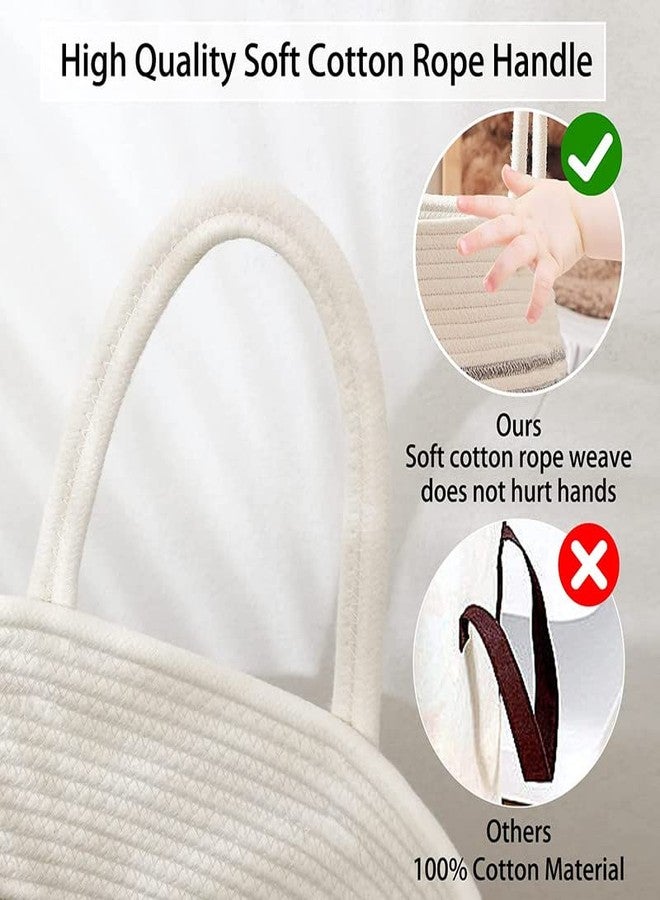 GRATIFY Extra Large Woven Laundry Hamper Basket with Heavy Duty Cotton Rope Handles for Clothes and Toys in Bedroom, Nursery Room, Bathroom, Collapsible, Mix Design 3 (MixGrey white) - Image 2