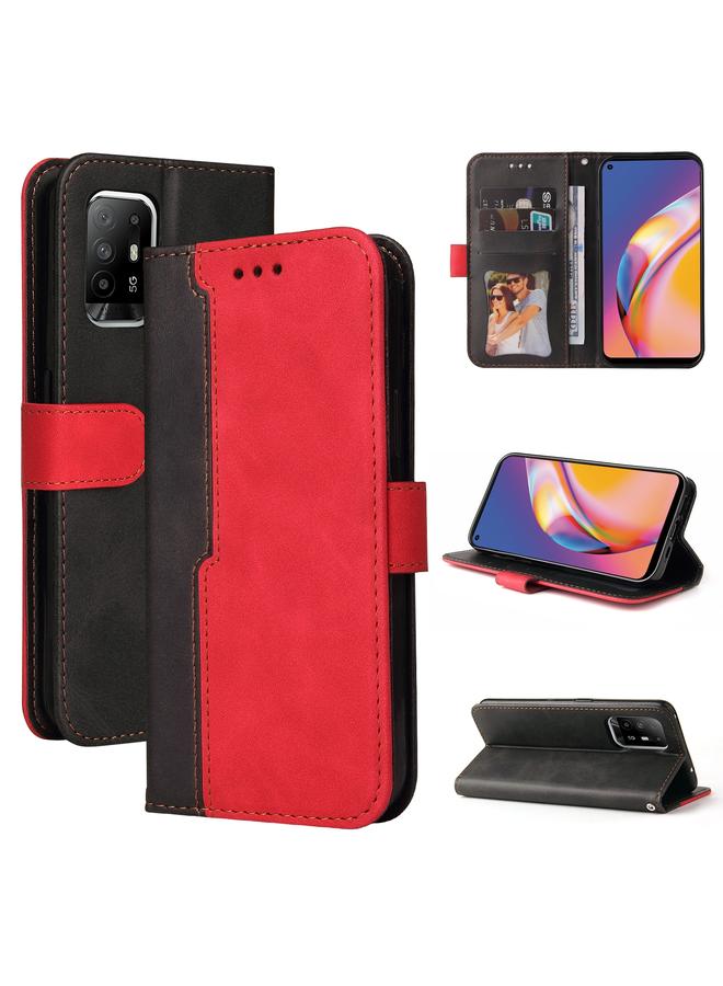 S-TOP Case For OPPO A94 5G/F19 Pro+ 5G/Reno5 Z/A95 5G Business Stitching-Color Horizontal Flip PU Leather Case with Holder & Card Slots & Photo Frame & Lanyard - Image 1