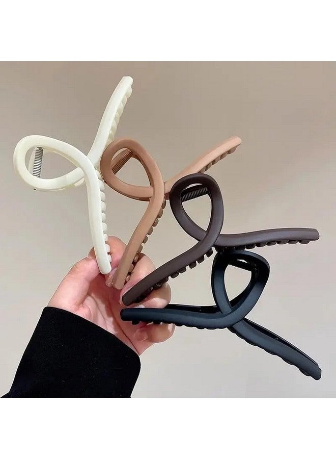 Pactiv Simple Solid Color Headwear Large Size Girls Make Up Washing Face Frosted Crab Clips Cross Hair Claws Hair Accessories Hair Clips (Multi-Color) - Image 1