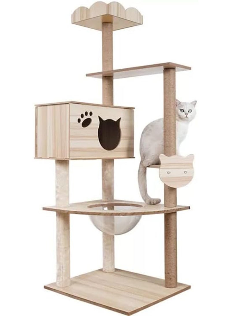GT-Wheel Cat Condo Tower with Sisal Scratching Post MultiLevel Cat Tree Cat Play House and Rest Place for Indoor Cats and Pets - Image 4