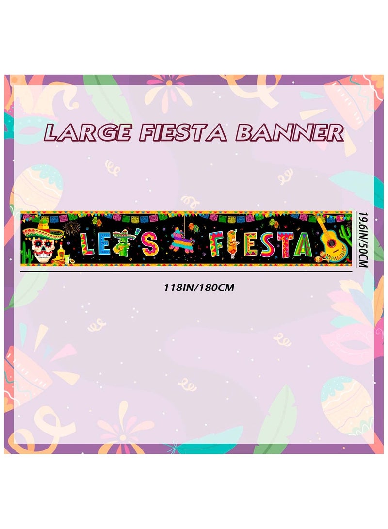 FRUITFUL PARTY 300cm×50cm Mexican Fiesta Yard Banner Party Decorations, Carnival Party Banner, 118"× 19.6" Cinco De Mayo Yard Sign for Mexican Fiesta Decoration Supplies - Image 3