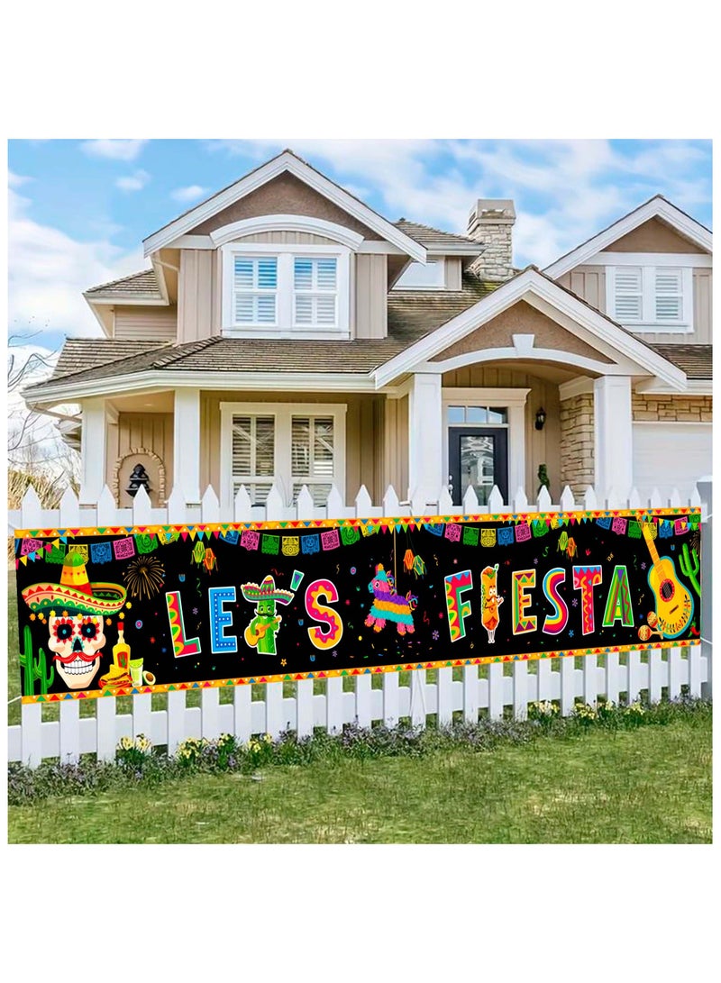 FRUITFUL PARTY 300cm×50cm Mexican Fiesta Yard Banner Party Decorations, Carnival Party Banner, 118"× 19.6" Cinco De Mayo Yard Sign for Mexican Fiesta Decoration Supplies - Image 1