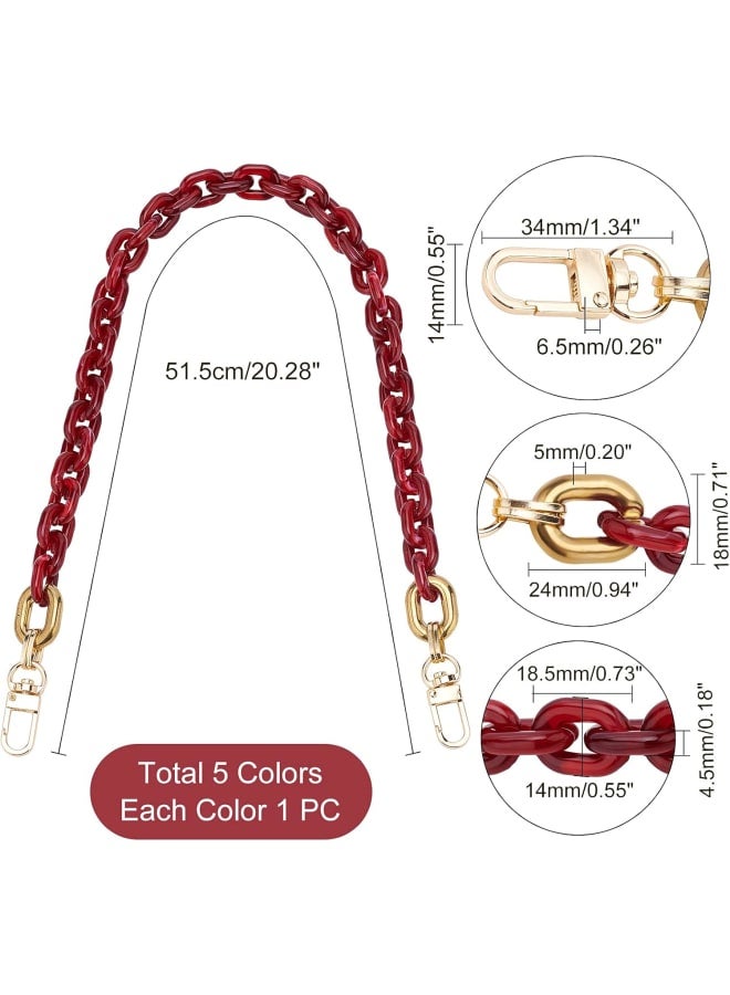 5 Colors 20" Handbag Purse Straps, Bag Handle Chains Acrylic Shoulder Clutches Straps Bag Handle Replacement Decoration Chains with Clasps for Purse Making Accessory Decoration, 5 PCS/Set  - Image 2