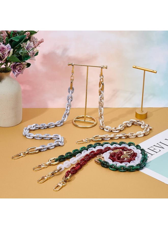 5 Colors 20" Handbag Purse Straps, Bag Handle Chains Acrylic Shoulder Clutches Straps Bag Handle Replacement Decoration Chains with Clasps for Purse Making Accessory Decoration, 5 PCS/Set  - Image 4