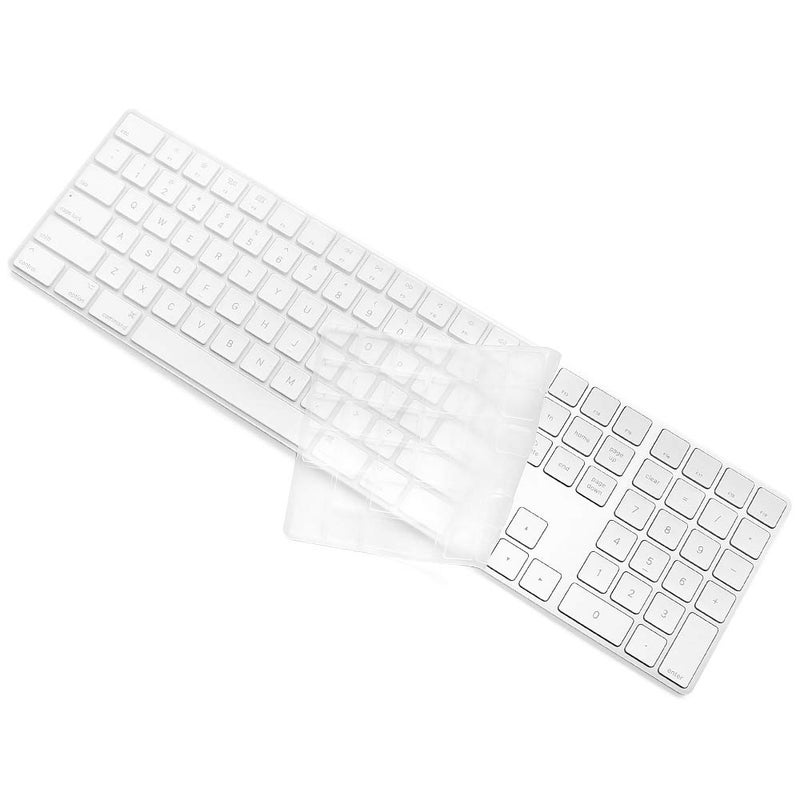 ProElife Keyboard Cover Skin for 2018 2017 Apple iMac Magic Keyboard with Numeric Keypad MQ052LL/A A1843 (Item Folded in Package) Ultra Thin Silicone Full Size Keyboard Protector, Transparent Clear - Image 1