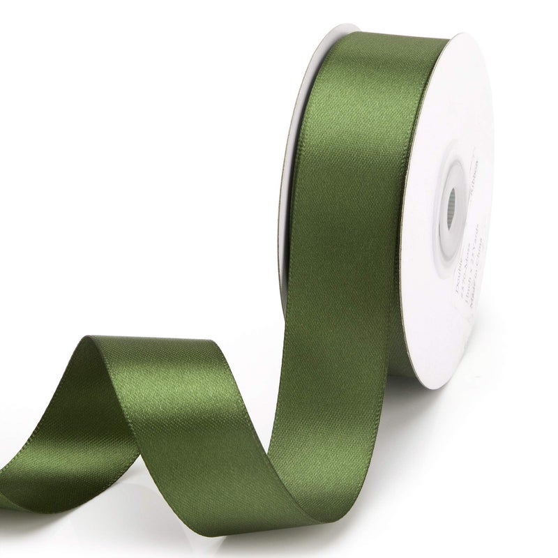 IHKFILAN Double Face Satin Ribbon 1Inchx25Yards Double Sided Solid Polyester Ribbon for Gift Wrapping Party Hair Braids Bow Baby Shower Decoration Floral Arrangement Craft SuppliesMoss