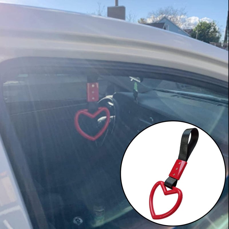 yuntop 2 Pieces Heart-shaped Jdm Tsurikawa Rings SUV Bus Car Handle Straps - Image 5