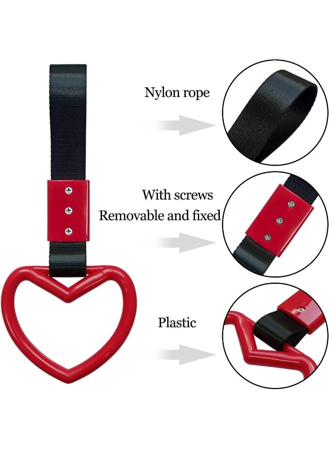 yuntop 2 Pieces Heart-shaped Jdm Tsurikawa Rings SUV Bus Car Handle Straps - Image 3