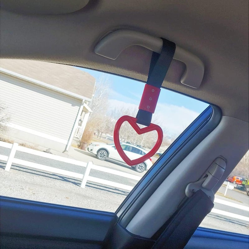 yuntop 2 Pieces Heart-shaped Jdm Tsurikawa Rings SUV Bus Car Handle Straps - Image 4
