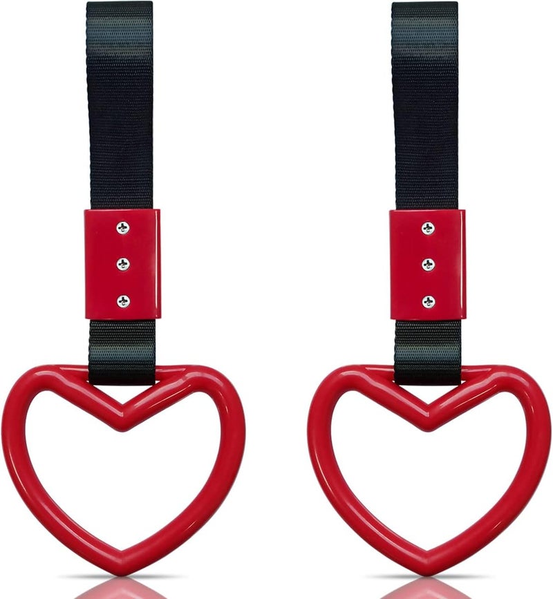 yuntop 2 Pieces Heart-shaped Jdm Tsurikawa Rings SUV Bus Car Handle Straps - Image 1