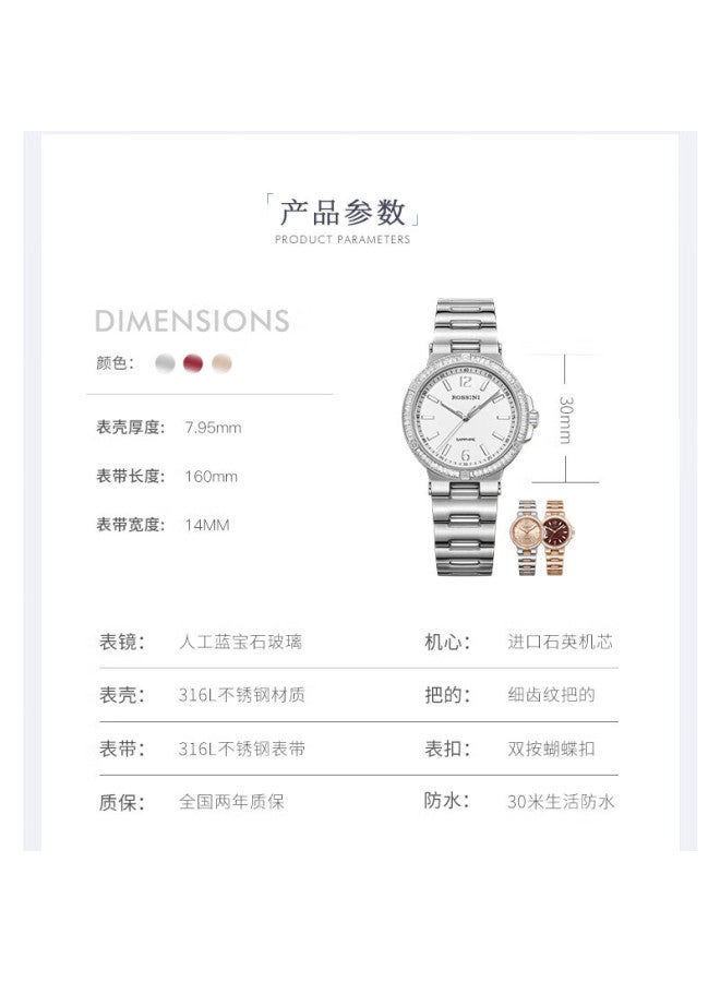 Rossini Women's Diamond-studded Steel Band Quartz Watch Elegant Chinese Brand Ladies' Watch Birthday Christmas Valentine's Day Gift For Women - Image 4