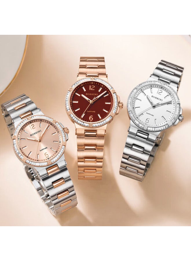 Rossini Women's Diamond-studded Steel Band Quartz Watch Elegant Chinese Brand Ladies' Watch Birthday Christmas Valentine's Day Gift For Women - Image 3