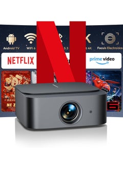 Generic 【Official Netflix】Focus Electronic 】Projector 4K 1080P Native Full HD Projector 25000 Lumens Home Cinema, WiFi Bluetooth Android Video Projector with YouTube/Prime Video  - Image 1