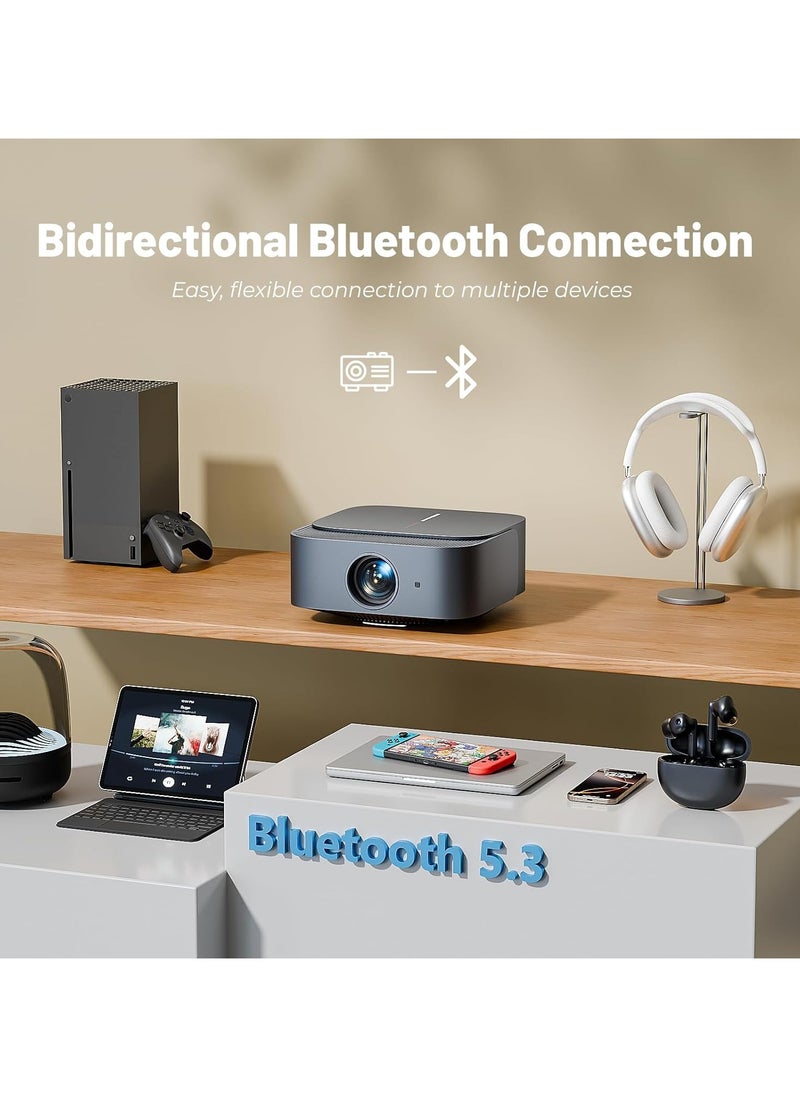 【Official Netflix】Focus Electronic 】Projector 4K 1080P Native Full HD Projector 25000 Lumens Home Cinema, WiFi Bluetooth Android Video Projector with YouTube/Prime Video