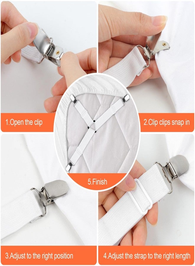 vivinin 8 Pcs Sheet Straps with Metal Clips, Triangle Bed Sheet Straps Adjustable, Fitted Sheet Straps Non Slip, Bed Sheet Clips for Bed Sheets,Sofa Cushion, Tablecloths - Image 4