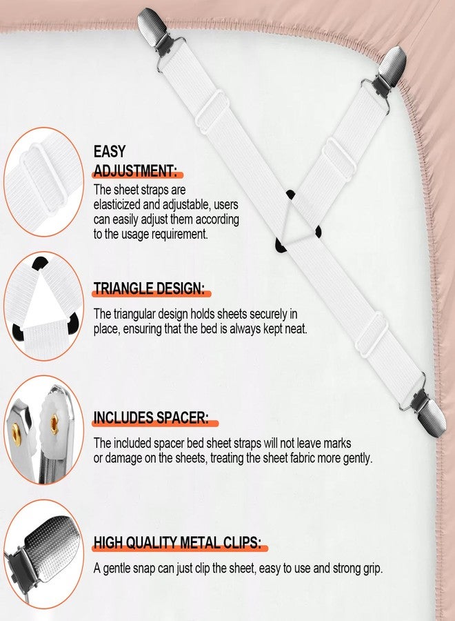 vivinin 8 Pcs Sheet Straps with Metal Clips, Triangle Bed Sheet Straps Adjustable, Fitted Sheet Straps Non Slip, Bed Sheet Clips for Bed Sheets,Sofa Cushion, Tablecloths - Image 5