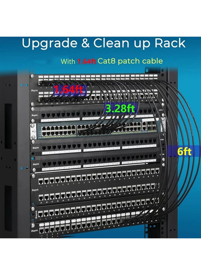 كابل إيثرنت CAT8 بطول 19.68 بوصة، عبوة من 10 قطع، سلك شبكة عالي السرعة 40 جيجابت في الثانية، موصل RJ45 للاستخدام الداخلي والخارجي - Image 4