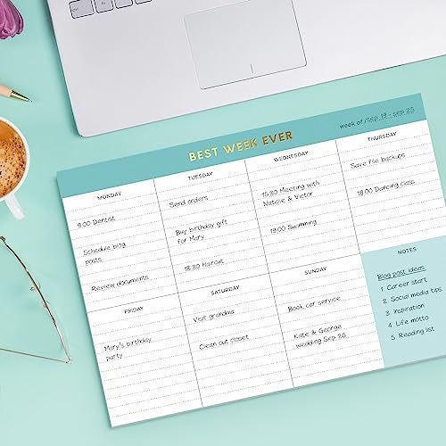 Sweetzer & Orange Weekly To Do List Pad. Gold Foil 7 days Planner with Daily Roadmap Agenda Squares. 7x10” Day Workbook 2025 - Student Blueprint, Work Manual, and Checklist Note Pad - Image 5