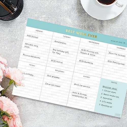 Sweetzer & Orange Weekly To Do List Pad. Gold Foil 7 days Planner with Daily Roadmap Agenda Squares. 7x10” Day Workbook 2025 - Student Blueprint, Work Manual, and Checklist Note Pad - Image 4