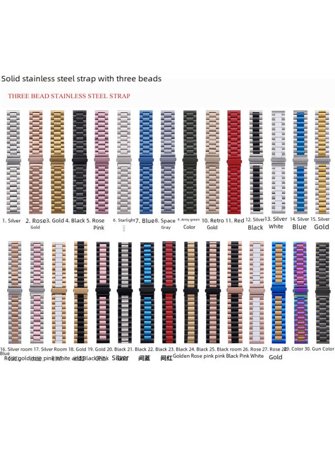 Generic - Digital Computer/smart Watch Strap - Replacement Silicone Wristband For Fitness Tracker In Black White Red Pink Yellow Blue-Color:19 Three Beads Solid Gold Black-Specifications:14mm - Image 1