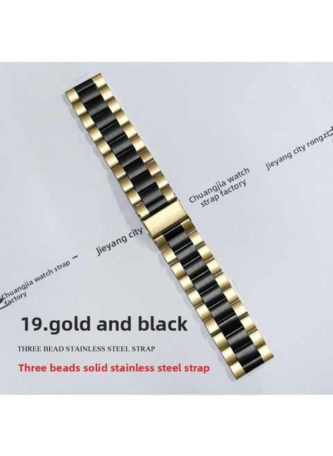 Digital Computer/smart Watch Strap - Replacement Silicone Wristband For Fitness Tracker In Black White Red Pink Yellow Blue-Color:19 Three Beads Solid Gold Black-Specifications:14mm