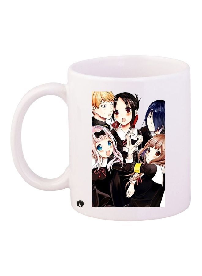 RYN Cartoon Printed Ceramic Coffee Mug White/Black/Blue 11ounce