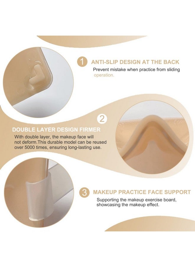 Aibipo Makeup Practice Face Board Reusable Silicone Makeup Mannequin Face With Makeup Practice Kit For Makeup Students And Beginners Come With Makeup Brushes Set Eyeshadow Eyeliner Eyebrow Stencils - Image 4