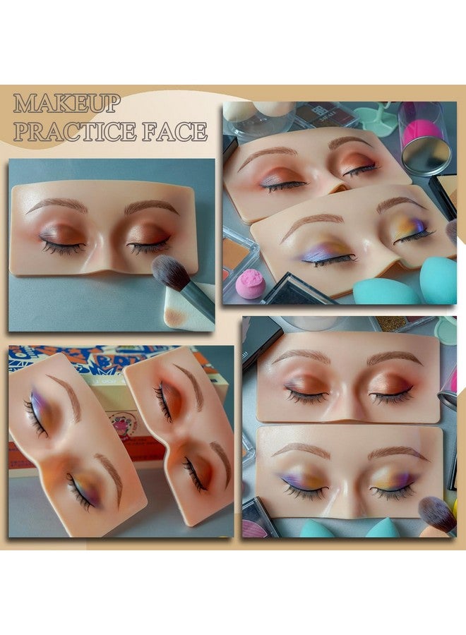 Aibipo Makeup Practice Face Board Reusable Silicone Makeup Mannequin Face With Makeup Practice Kit For Makeup Students And Beginners Come With Makeup Brushes Set Eyeshadow Eyeliner Eyebrow Stencils - Image 2
