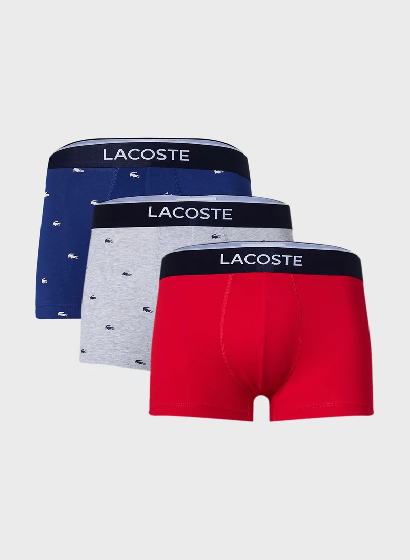 لاكوست 3-Pack Crocodile Print Stretch Cotton Trunks