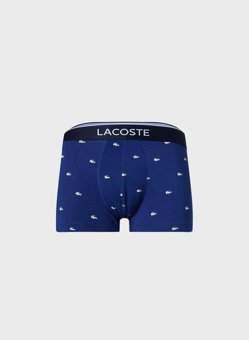لاكوست 3-Pack Crocodile Print Stretch Cotton Trunks