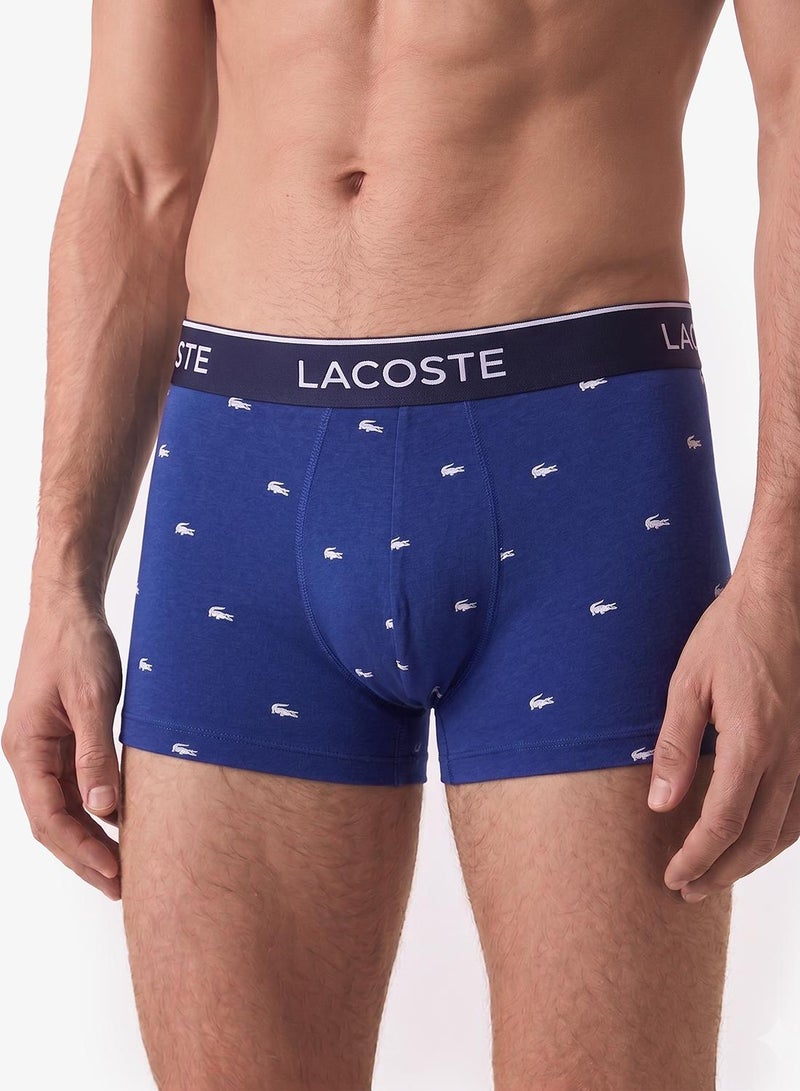 LACOSTE 3-Pack Crocodile Print Stretch Cotton Trunks - Image 4