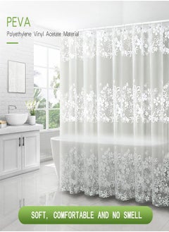 SYOSI Shower Curtain Liner, 72 Inch Waterproof PEVA Shower Curtain Liners with Metal Grommets and 12 Plastic Hooks Thick Bathroom Plastic Shower Curtain Liner, Thickened White Flower Vine Shower Curtain  - Image 2