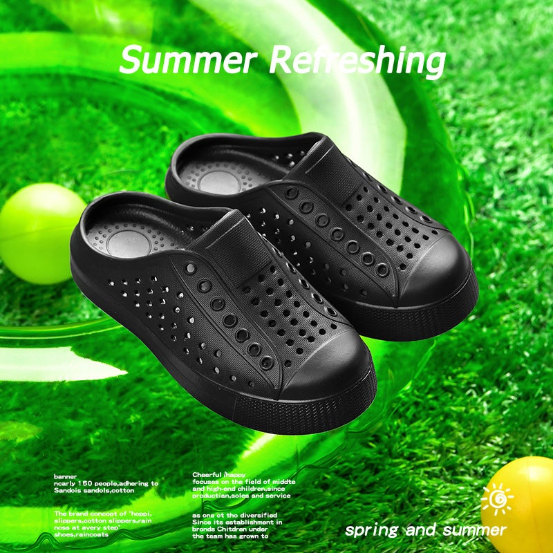 Summer Children'S Clogs For Boys And Girls Half-Slip Non-Slip Waterproof Hollow Lightweight Parent-Child Sandals Beach Shoes - Image 1