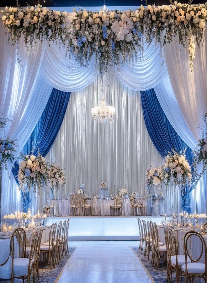 ليجلري ستائر خلفية لامعة فضية سميكة من ليجلييري، مقاس 10×10 أقدام، للحفلات، ستائر خلفية لامعة من الترتر المقاوم للتجاعيد، لوحان من القماش اللامع، مقاس 5×10 أقدام، لتصوير حفلات الزفاف وأعياد الميلاد - Image 5