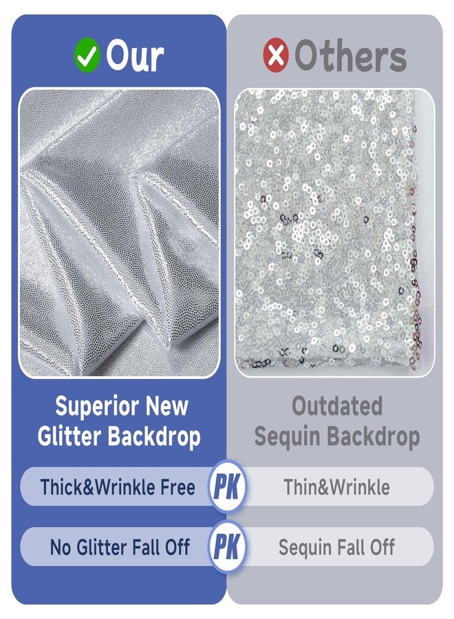 ليجلري ستائر خلفية لامعة فضية سميكة من ليجلييري، مقاس 10×10 أقدام، للحفلات، ستائر خلفية لامعة من الترتر المقاوم للتجاعيد، لوحان من القماش اللامع، مقاس 5×10 أقدام، لتصوير حفلات الزفاف وأعياد الميلاد - Image 2