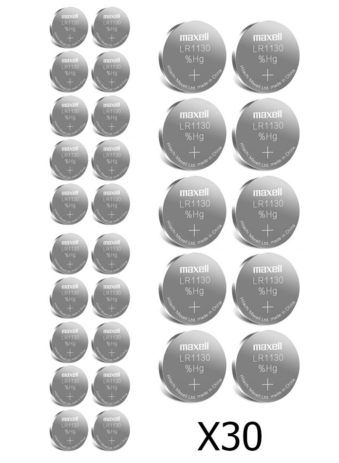 Maxell LR1130 Alkaline Cell Battery Pack of 30 - Image 1