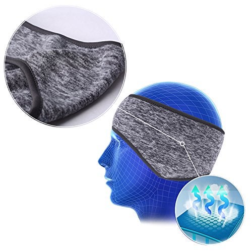 Obacle Headband Ear Warmer Running Fleece Headband Non Slip for Girl Women Men (Gray Dark Blue, 2 Pack) - Image 3