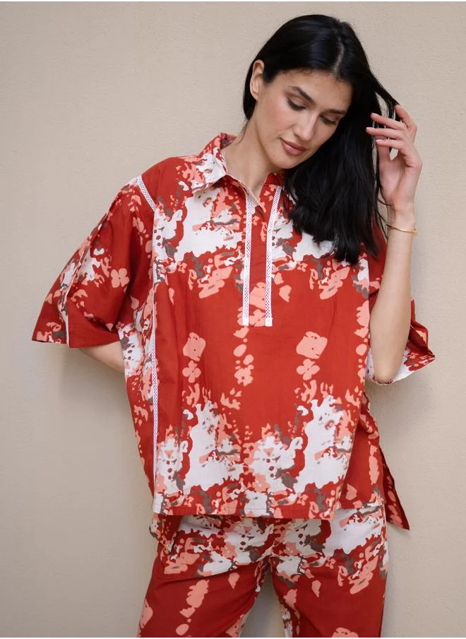 سانسكريتي هومز Sanskrutihomes Pure Cotton Printed Top and Pyjama Set
