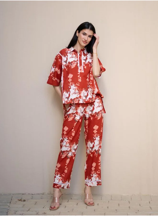 سانسكريتي هومز Sanskrutihomes Pure Cotton Printed Top and Pyjama Set