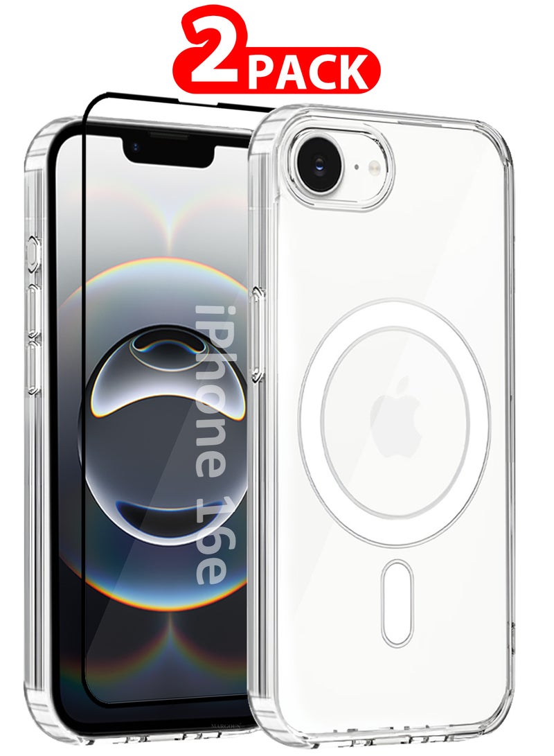 جوميلا حافظة آيفون 16E بسماكتين فاخرة مضادة للصدمات وقابلة للخدش Ultra Durable مع واقي شاشة ثلاثي الأبعاد - شفاف مغناطيسي - Image 1