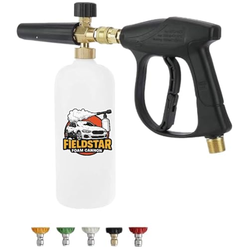 Fieldstar Pressure Washer Gun with Foam Cannon | Car Wash Foam Gun with 1/4" Quick Connector | Includes 5 Spray Nozzles & 1-Litre Bottle - Image 1