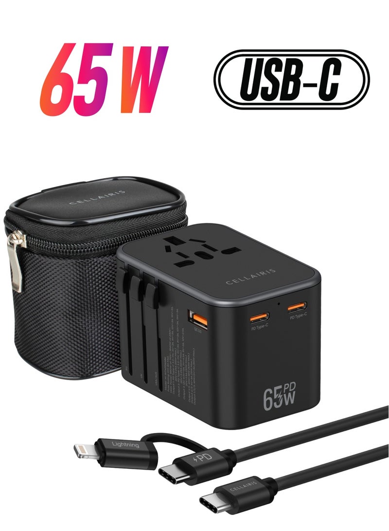 Cellairis Travel Pack World Adapter 65W + PD 2in1 Cable - Image 1