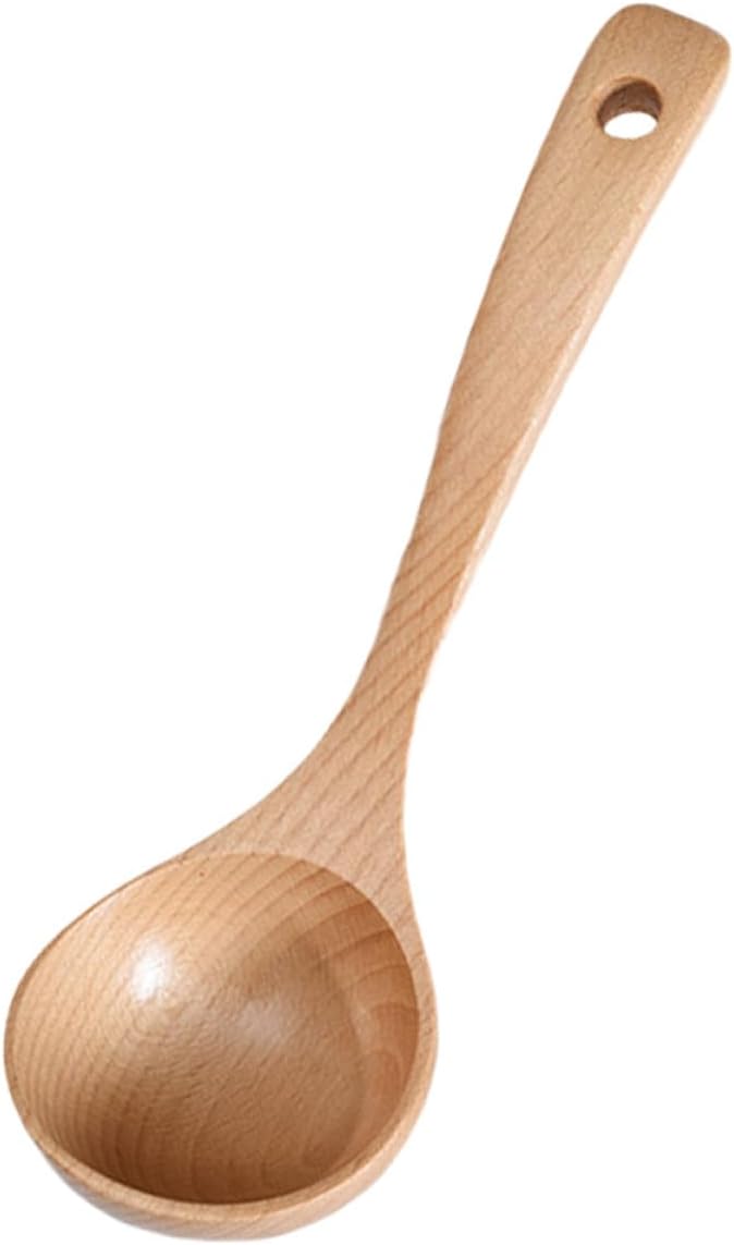 STOBAZA Wooden Hot Pot Spoon and Large Food Serving Soup Spoon Beech Wood Porridge Ladle for Home Cooking and Dining - Image 1